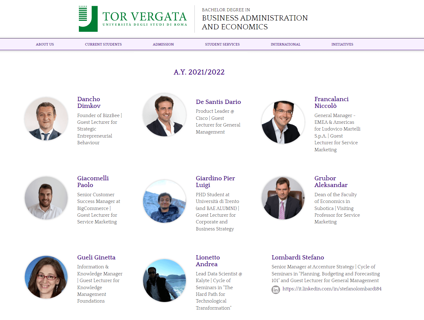 Guest Lecturer at the University of Rome